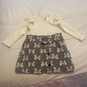 Cream and Black Bow Dress